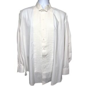 AFTER SIX White Tuxedo Shirt XL5 Pleated Bib Wing Tip Collar Classic Formalwear